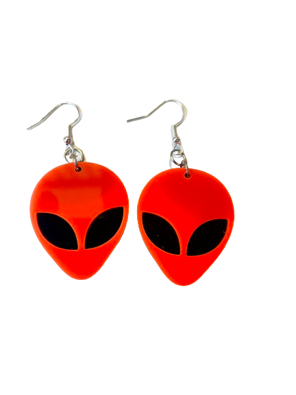 Orange Alien Earrings