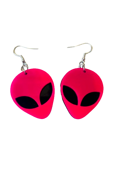 Pink Alien Earrings