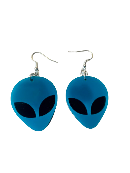 Blue Alien Earrings