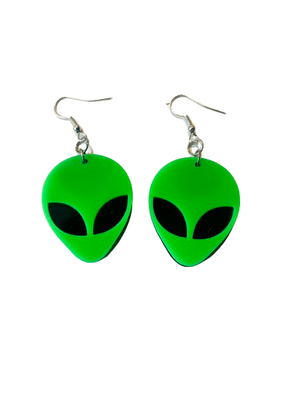 Green Alien Earrings