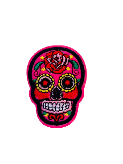 Pink & Red Sugar Skull Patch