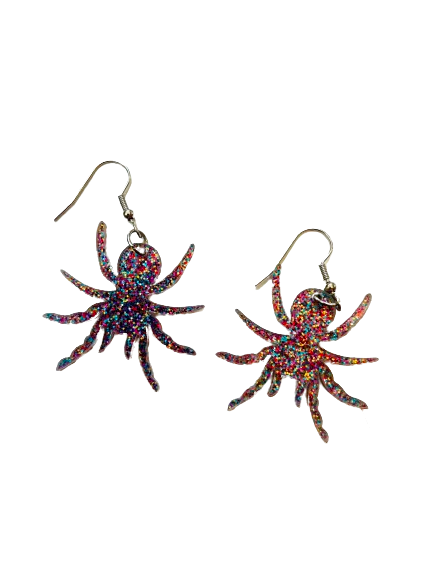 Glittery Spider Earrings