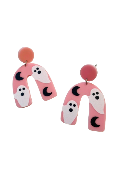 Quirky Pink Ghost Earrings