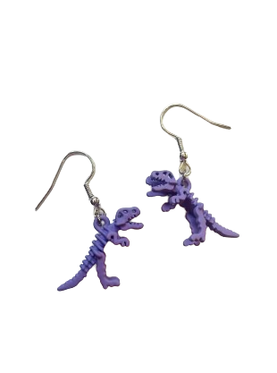 Purple T-Rex Earrings