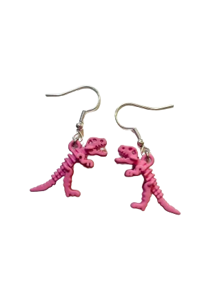 Pink T-Rex Earrings