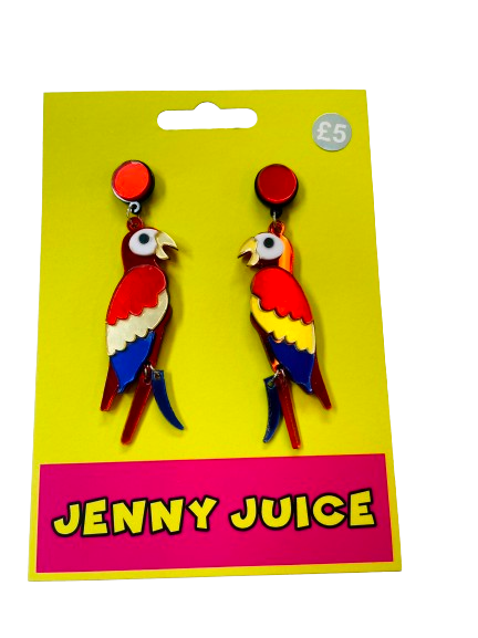 Big Red Parrot Earrings