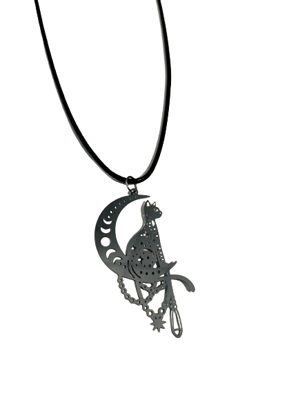 Cat & Moon Necklace