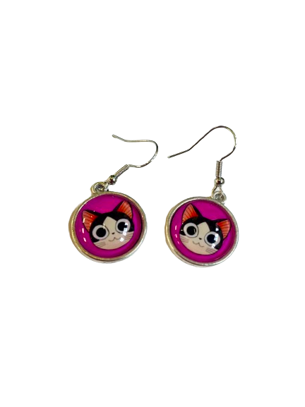 Pink Cat Earrings