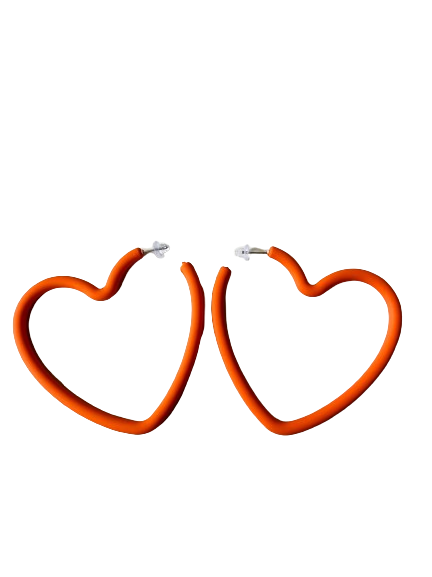 Orange Heart Earrings