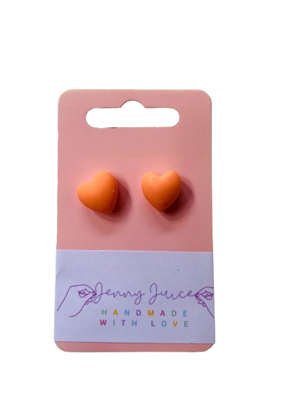 Orange Heart Earrings