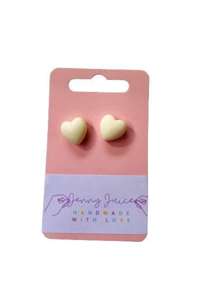 White Heart Earrings