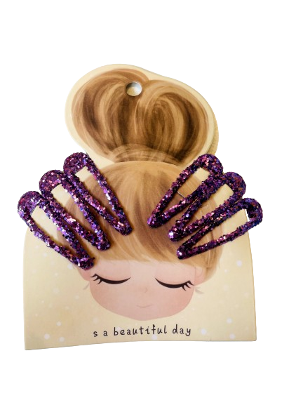 Purple Glittery Hair Clips