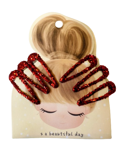 Red Glittery Hair Clips