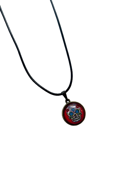 Red Sugar Skull Necklace