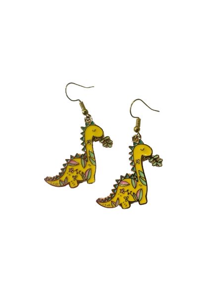 Yellow Dinosaur Earrings