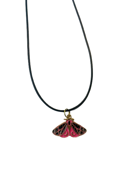 Pink Moth Necklace