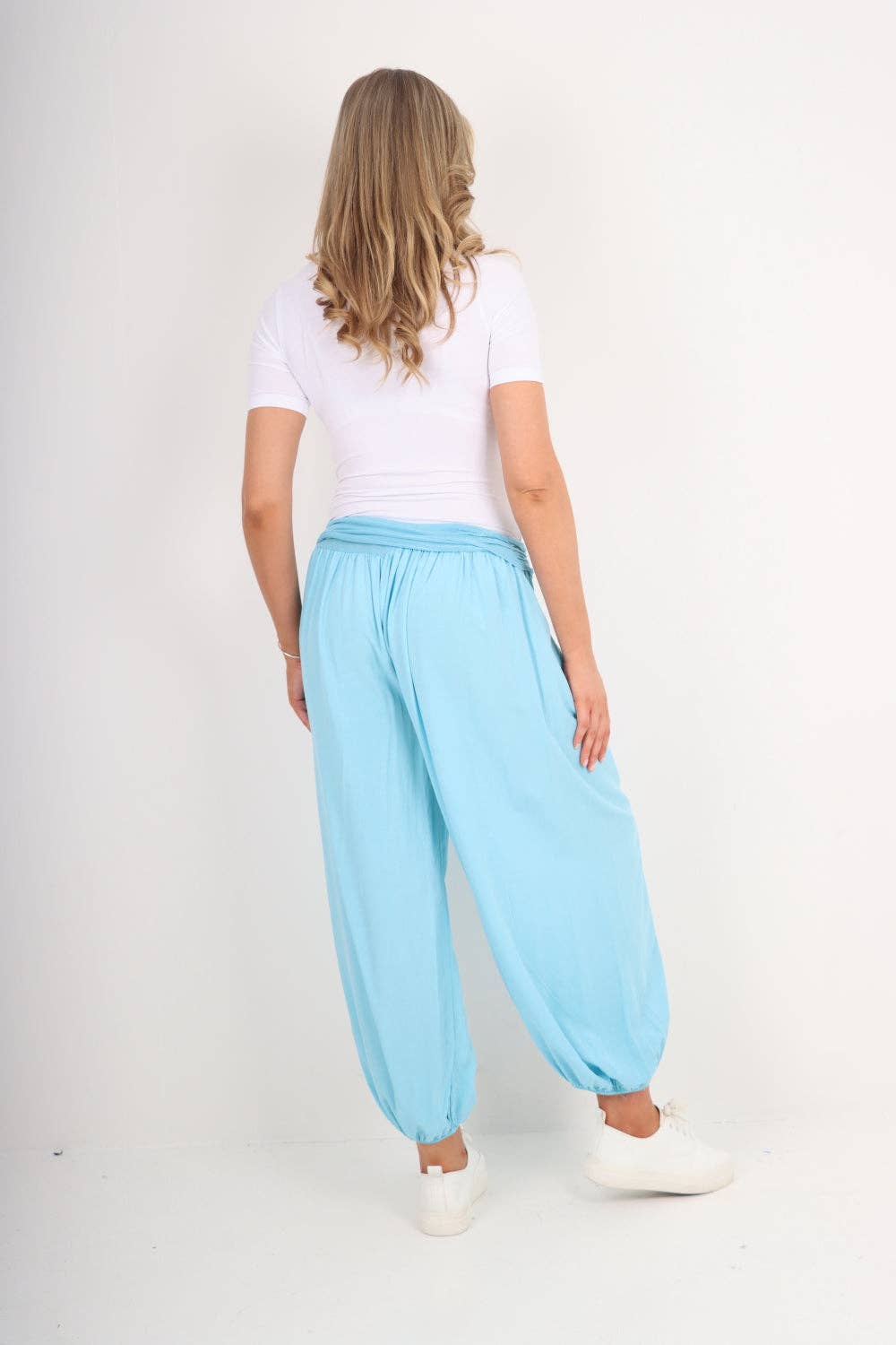 Turquoise Italian Plain Harem Pants