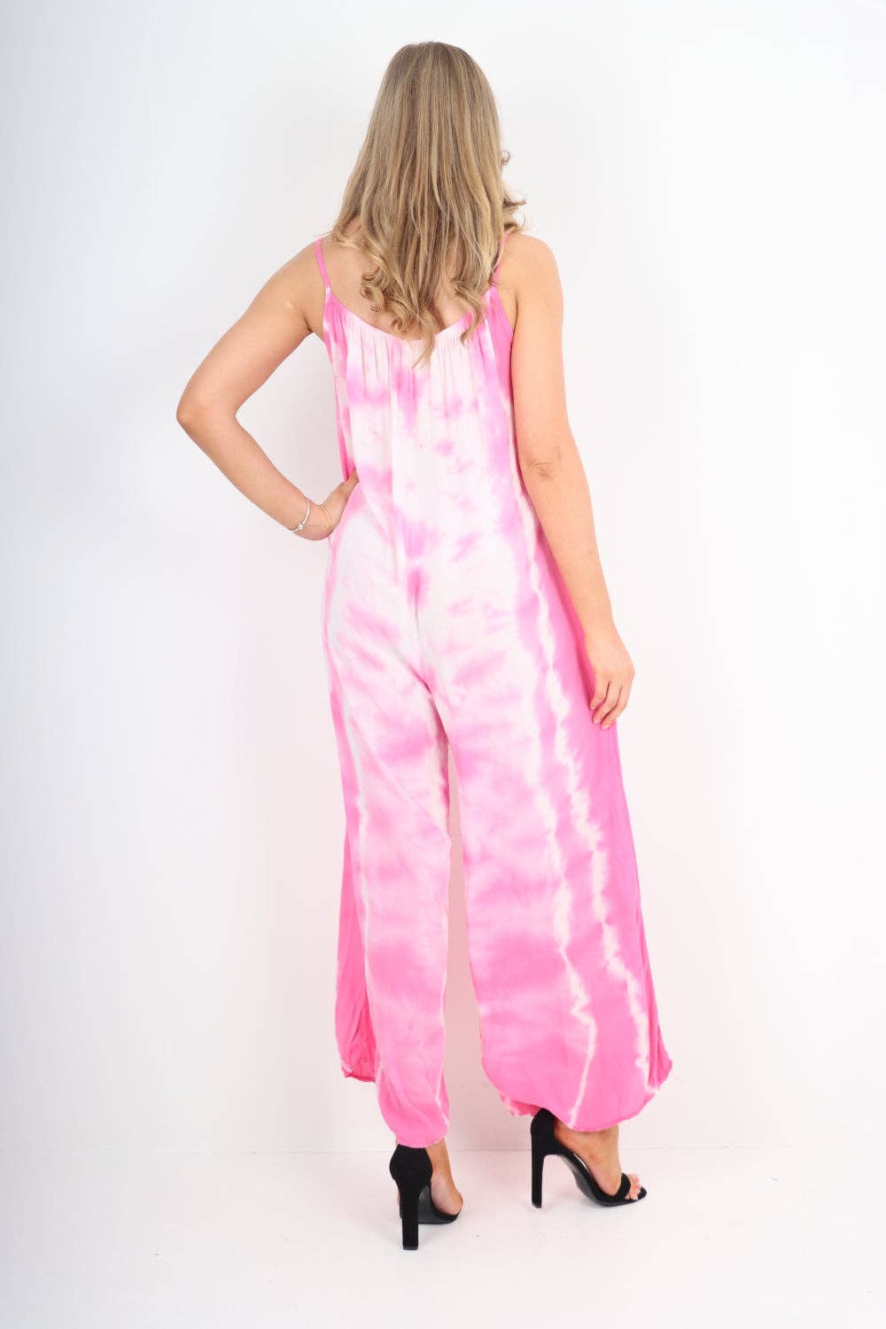 Fuchsia Tie Dye Print Jumpsuit