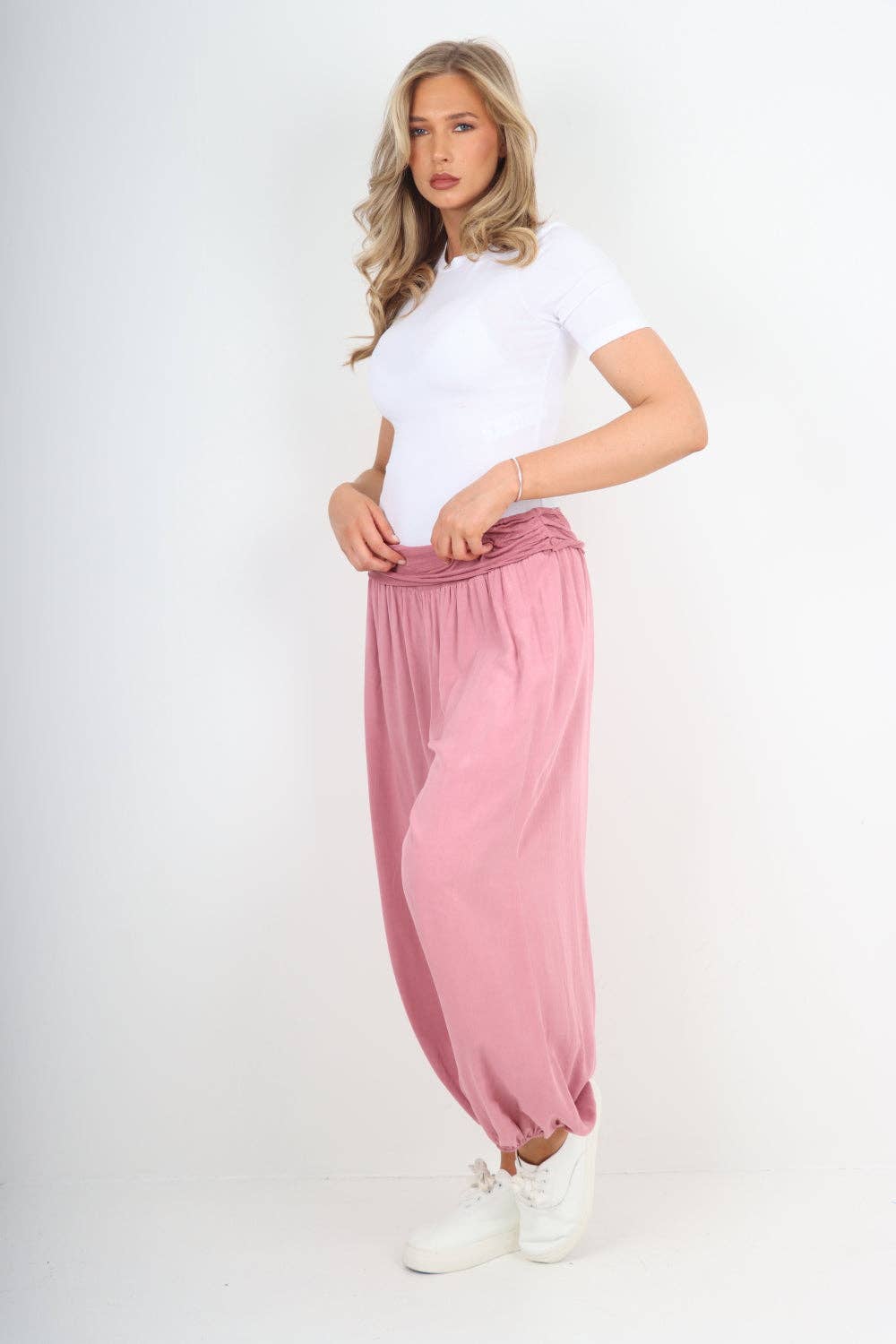 Rose Italian Plain Harem Pants