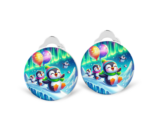 Laughing Penguin Clip on Earrings