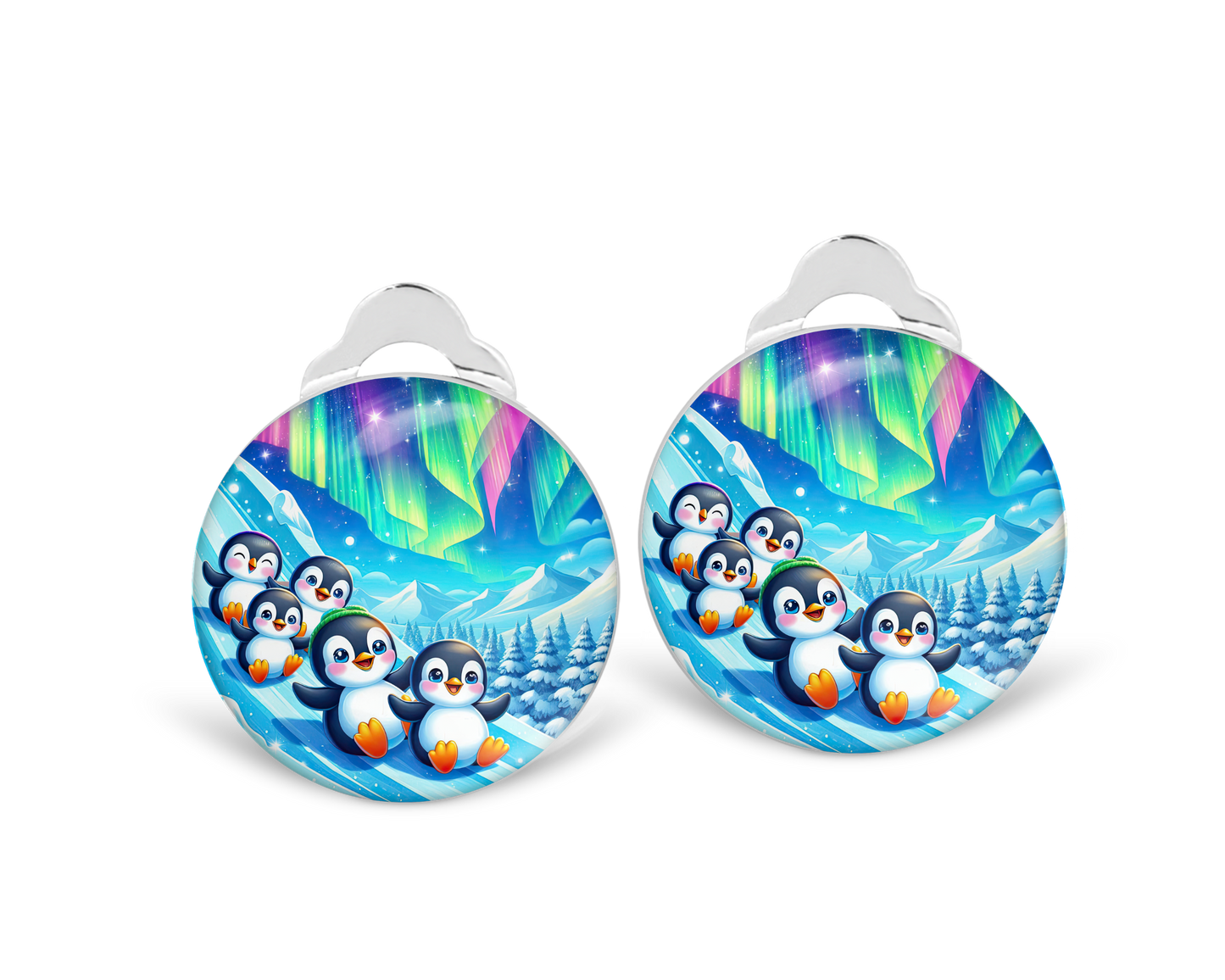 Penguin Family Clip on Earrings