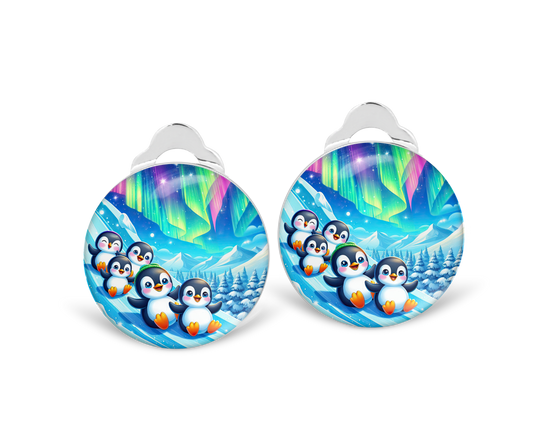 Penguin Family Clip on Earrings