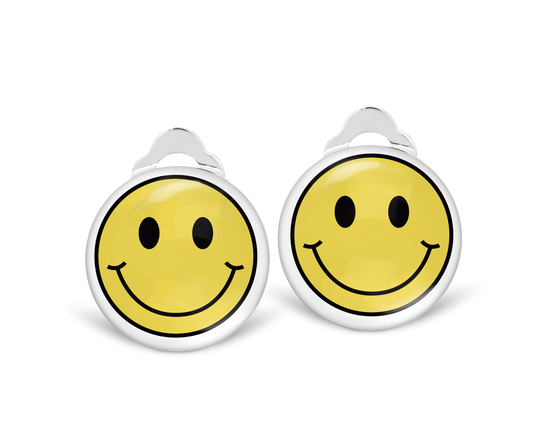 Yellow Smiley Clip on Earrings