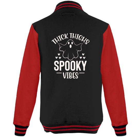 Thick Thighs Spooky Vibes Varsity Jacket