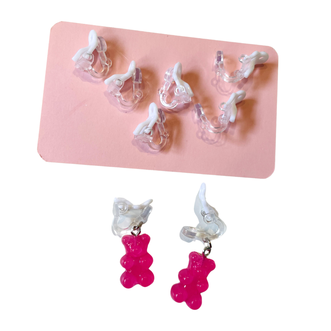 3 Pairs Plastic Clip-on Earring Findings