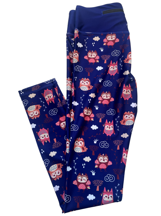 Dark Blue Owl Active Leggings