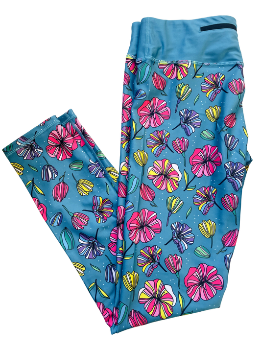 Blue Floral Active Leggings