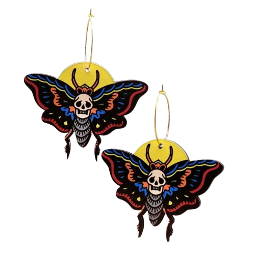 Sunset Death Moth Earrings