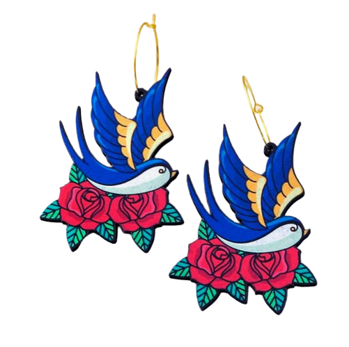 Swallow & Rose Earrings