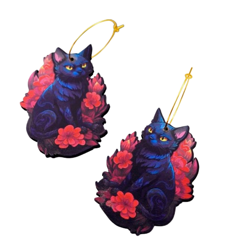 Cat & Roses Earrings