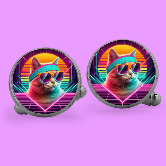 80s Retro Cat Cufflinks