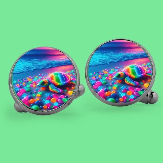 Neon Sea Turtle Cufflinks