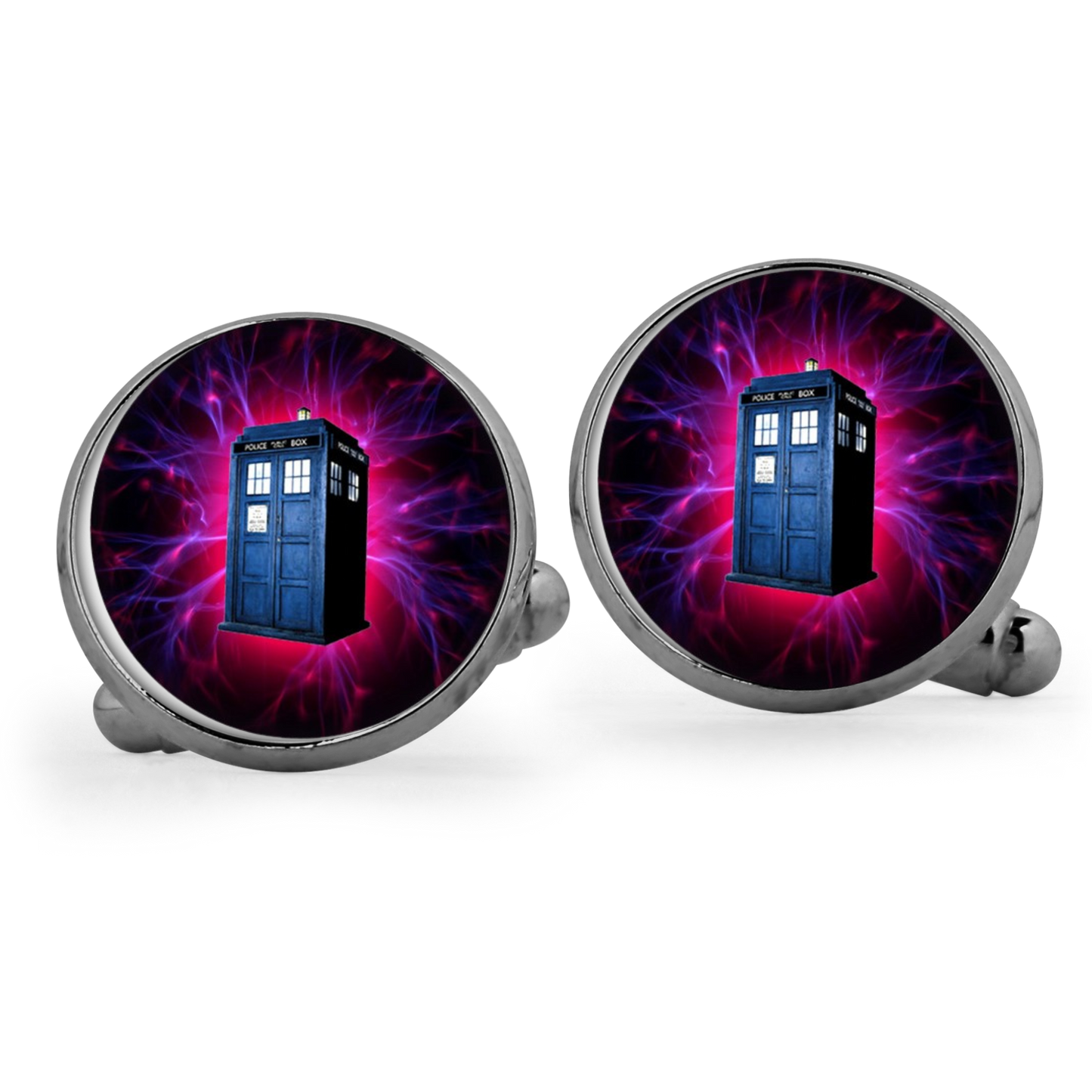 Pink Lightning Tardis Cufflinks