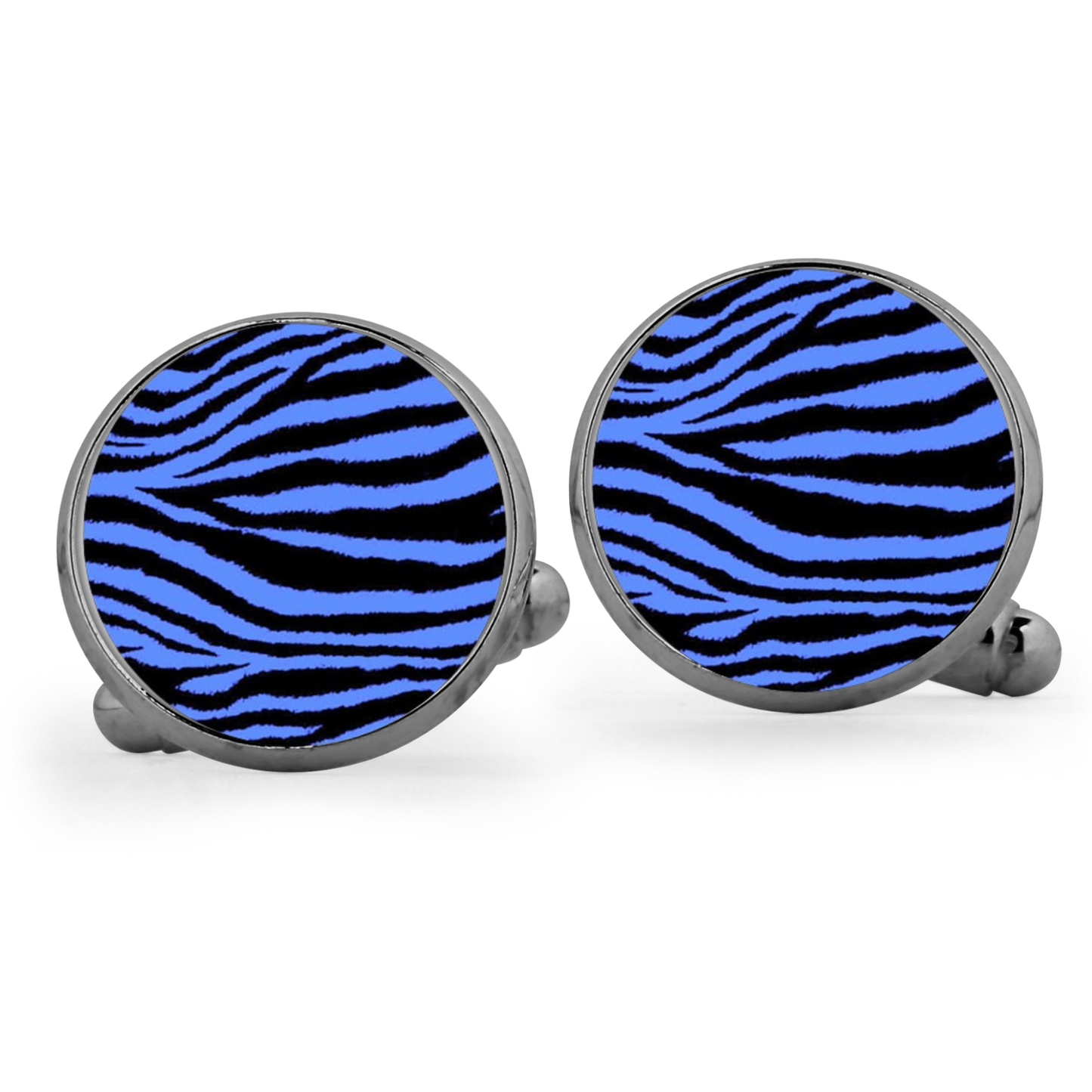 Blue Tiger Print Cufflinks