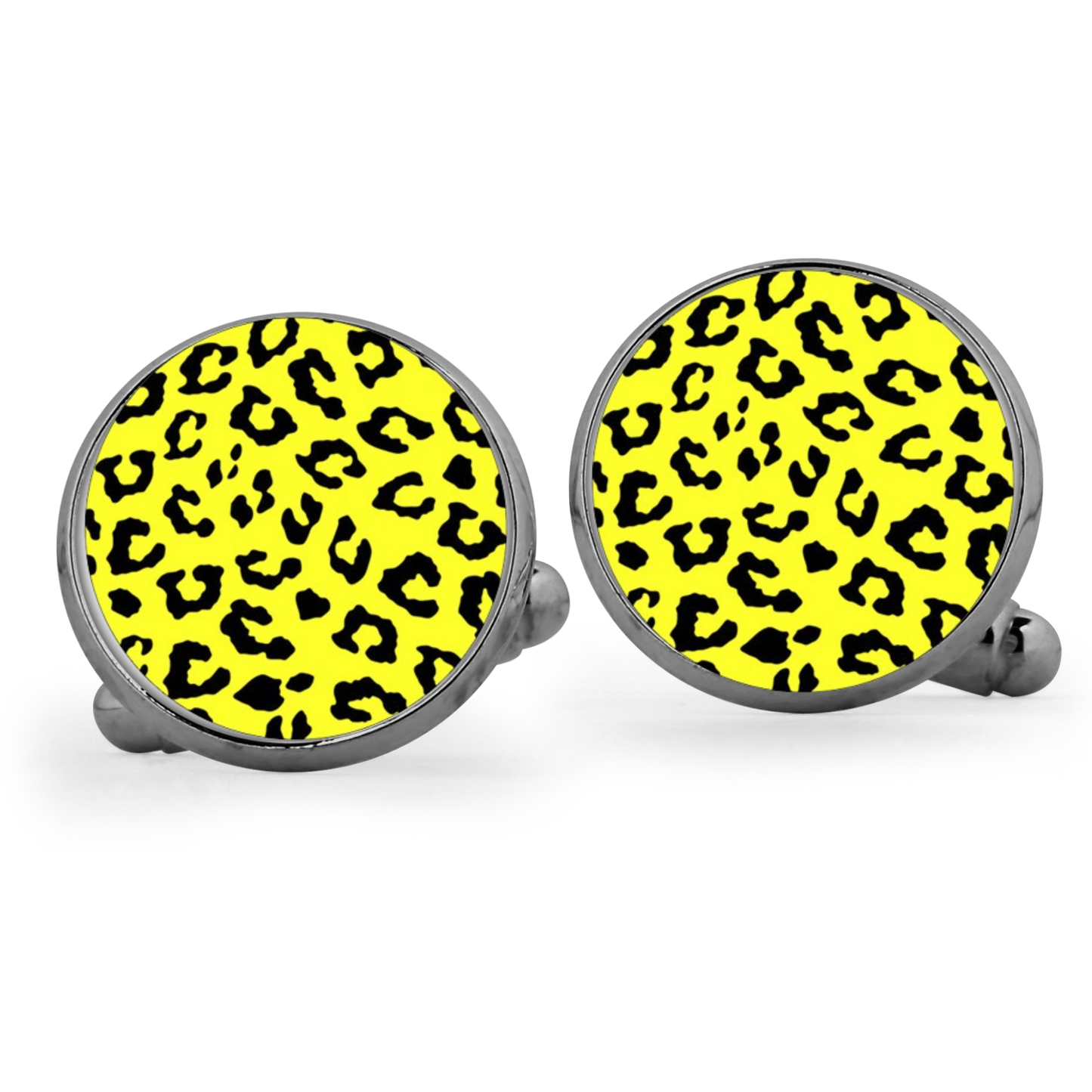 Yellow Leopard Print Cufflinks