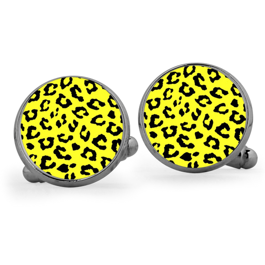 Yellow Leopard Print Cufflinks