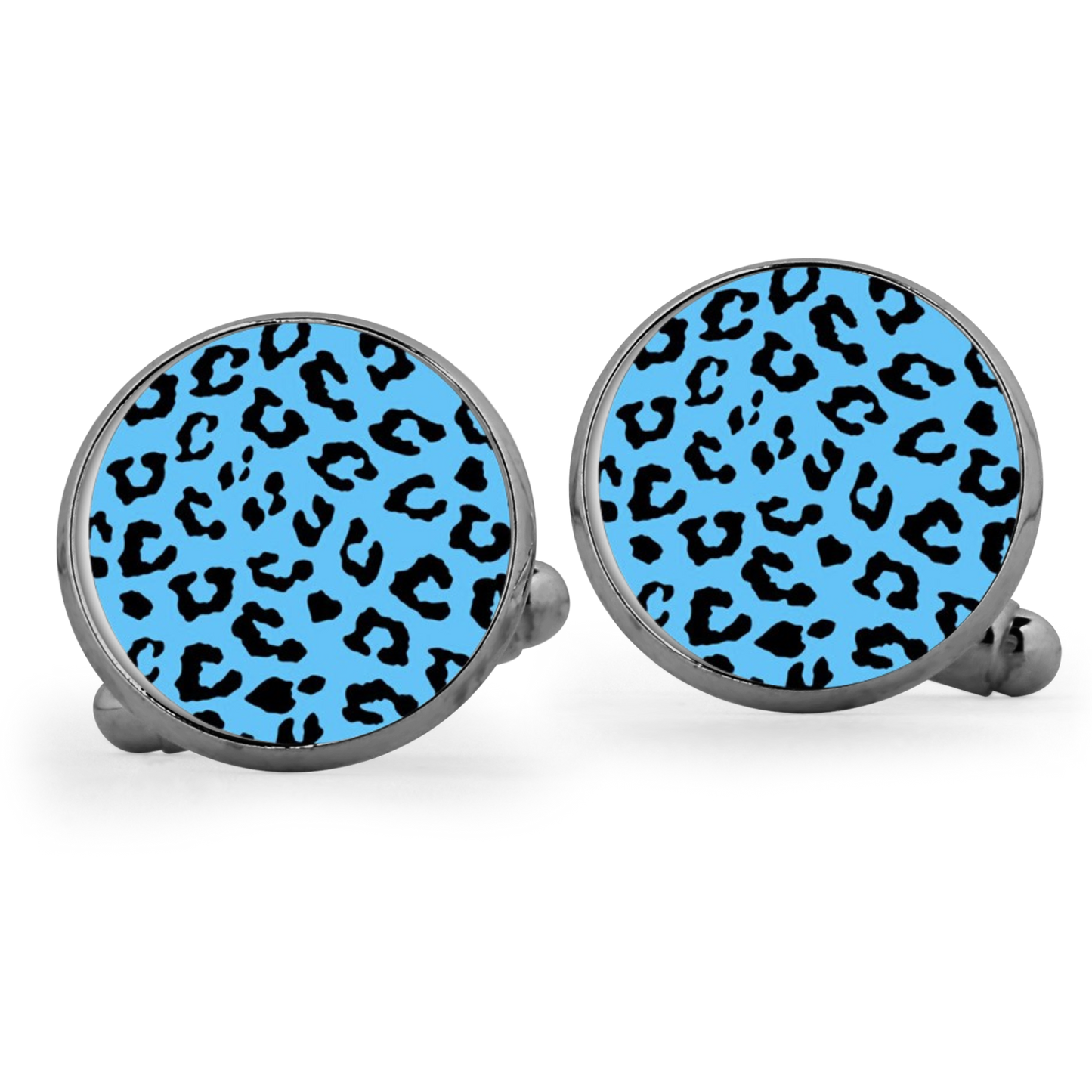 Blue Leopard Print Cufflinks