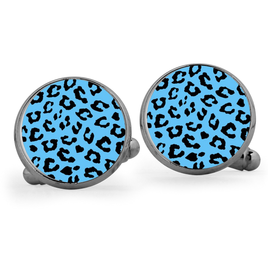 Blue Leopard Print Cufflinks