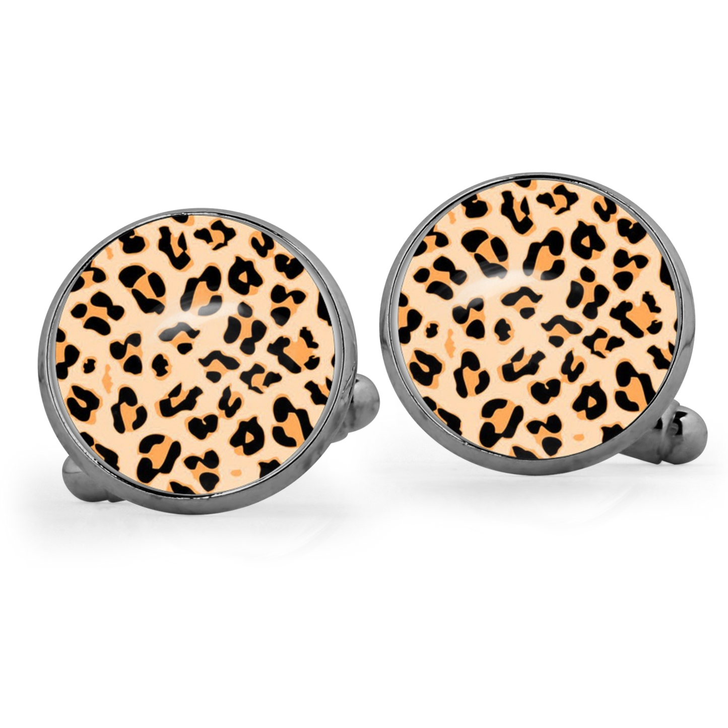 Peach Leopard Print Cufflinks