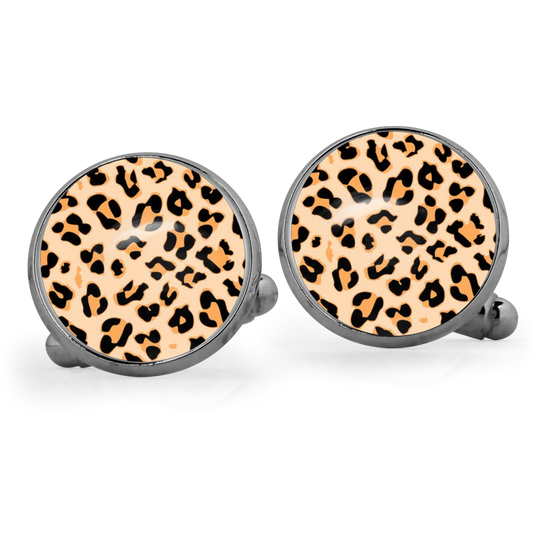 Peach Leopard Print Cufflinks