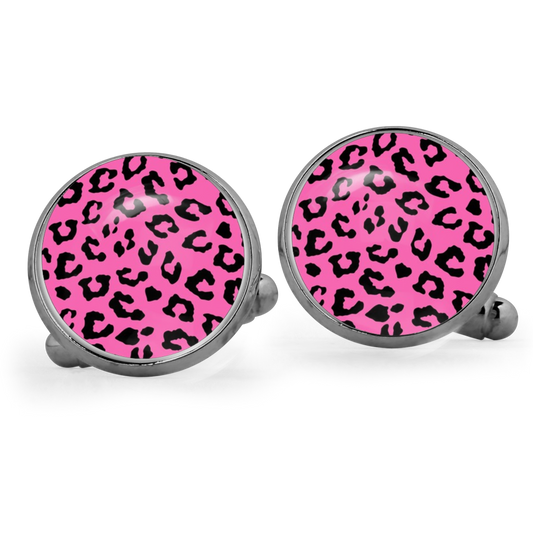 Pink Leopard Print Cufflinks