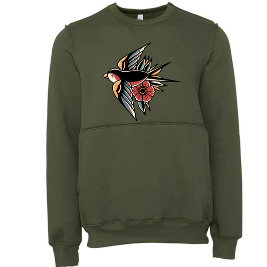 Swallow Tattoo Raw Edge Sweater