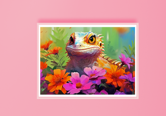 Floral Reptile C Art Print