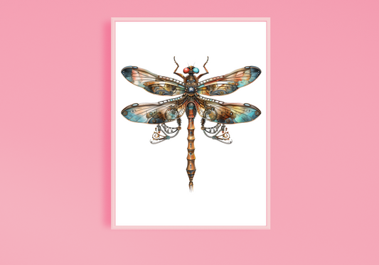 Steampunk Dragonfly B Art Print