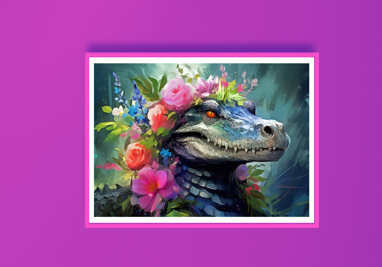 Floral Reptile A Art Print