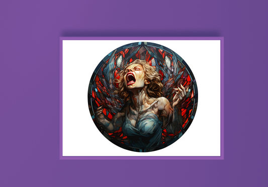 The Screaming Woman Stained Glass Art Print